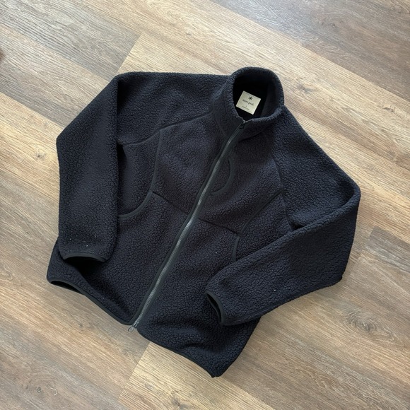 Snow Peak Black Sherpa Jacket Zip Up Thermal Boa Fleece Mens Size Large - Picture 1 of 7